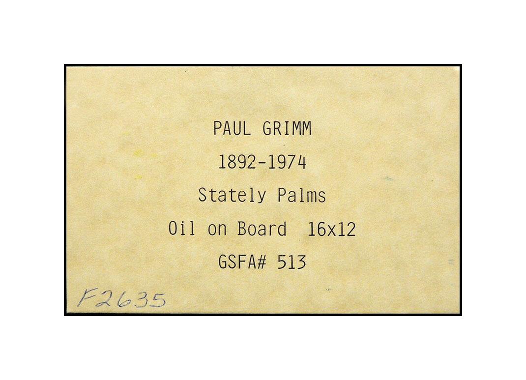 Paul Grimm Oil Painting on Board Hand Signed Original Western Artwork Palm Tree 1