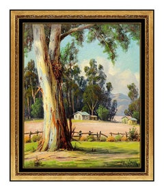 Paul Grimm Original Landscape Painting Oil on Board Signed Western Framed Art