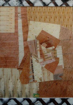 08-28, Collage abstrait original en bois de récupération, 2019