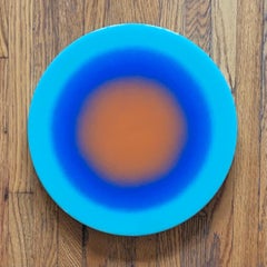 Sculpture abstraite originale de 31,75 cm de couleur vert bleu orange, 2021