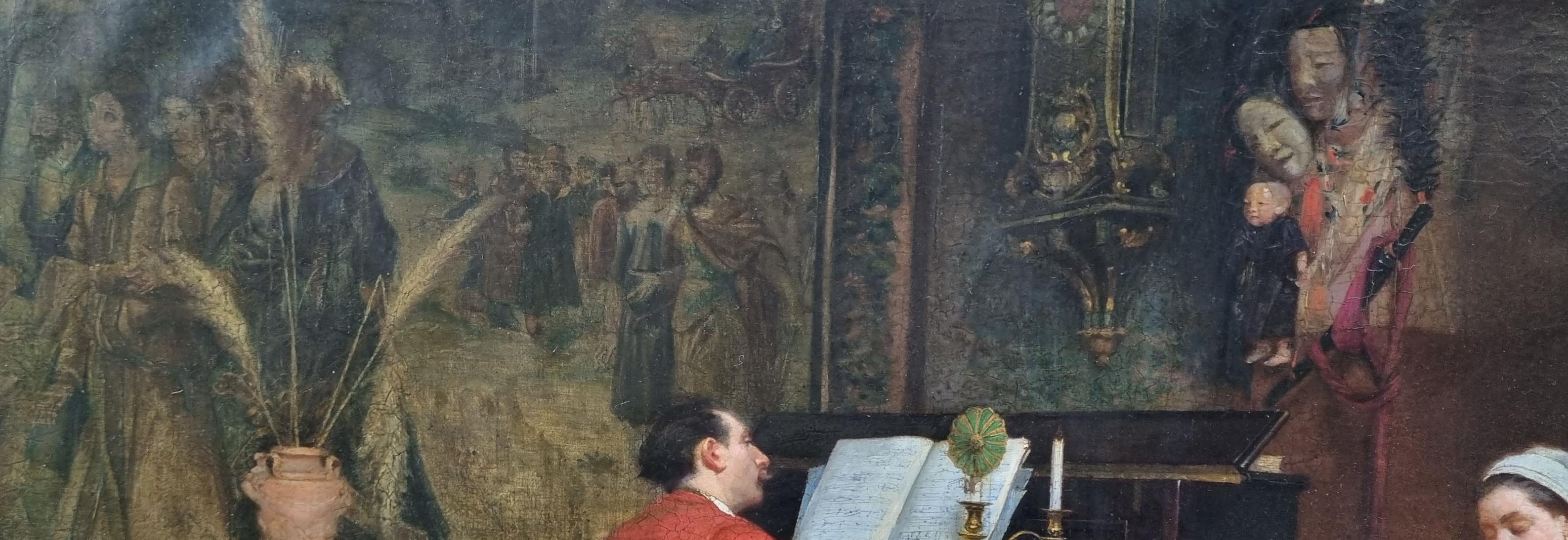 GUILLOT Peinture académique française Pianiste d'intérieur 19ème - Noir Interior Painting par Paul GUILLOT