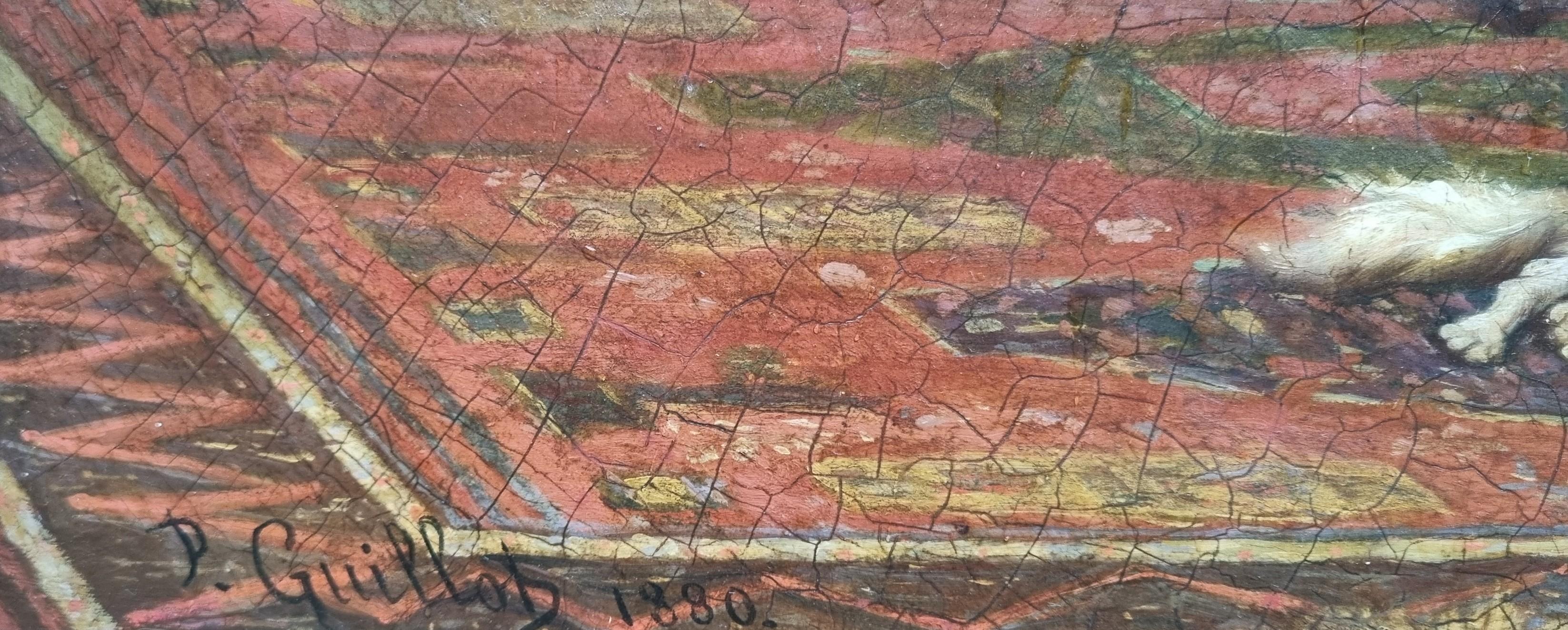 GUILLOT Peinture académique française Pianiste d'intérieur 19ème en vente 5