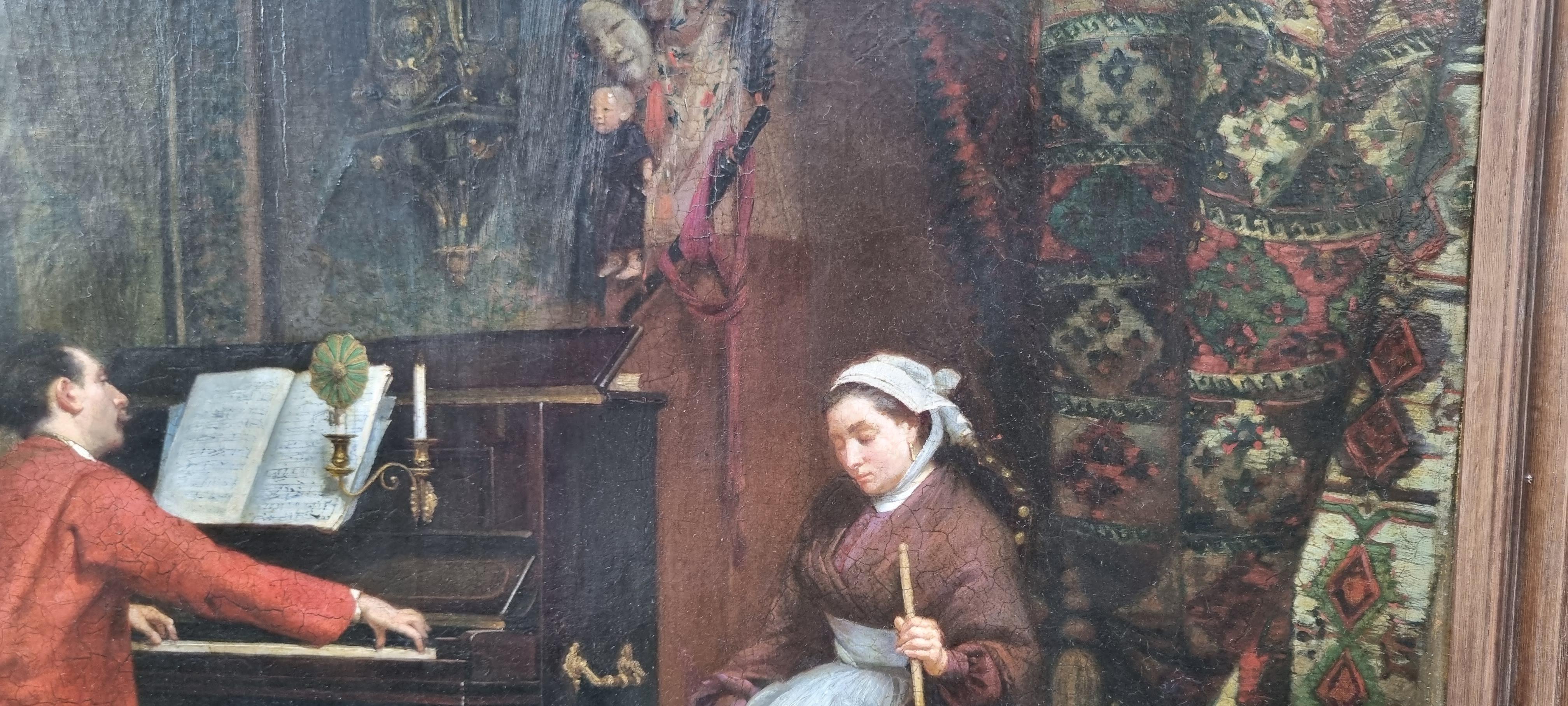 GUILLOT Peinture académique française Pianiste d'intérieur 19ème en vente 4