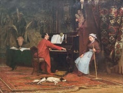 GUILLOT French Academic Painting Interior Pianist 19th