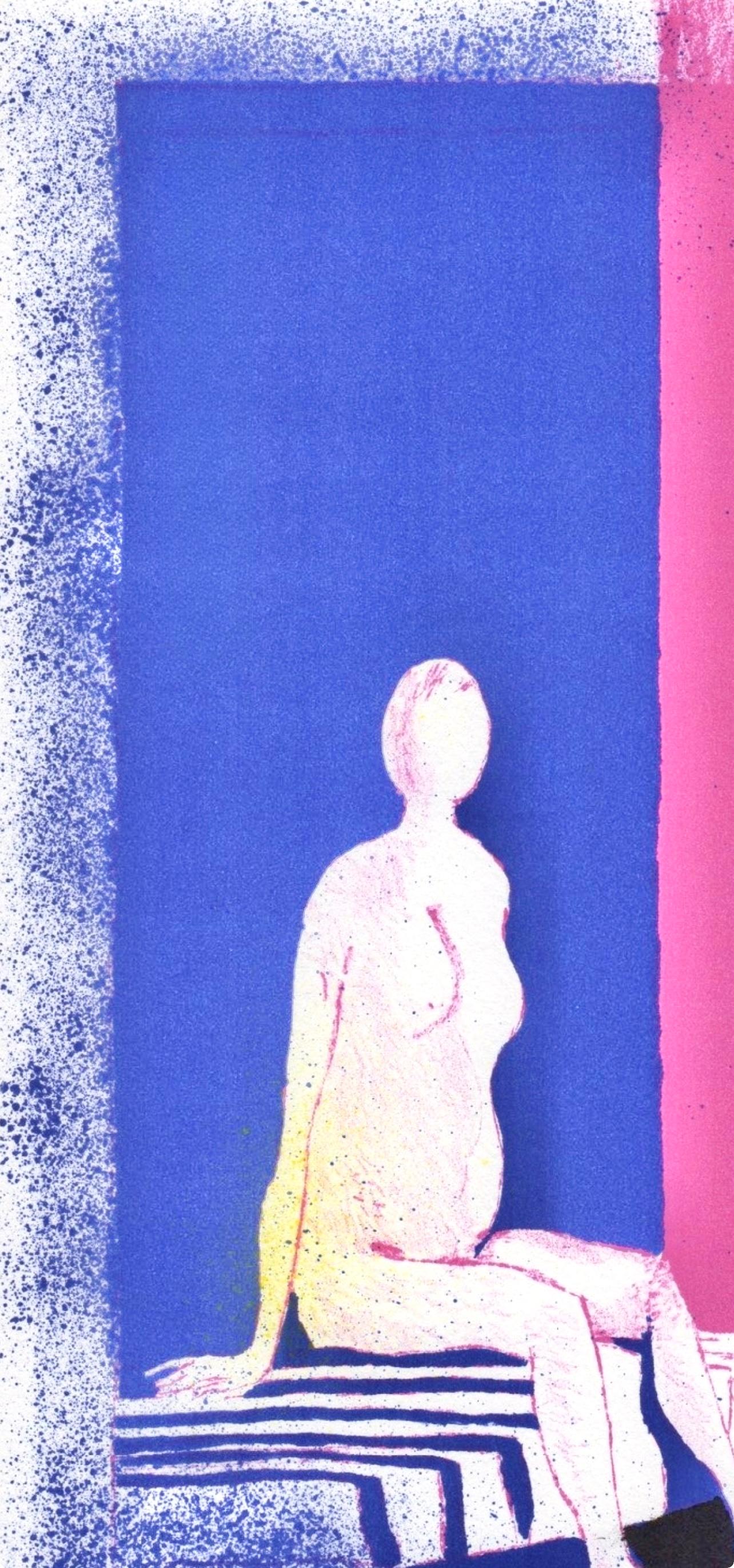 Intérieur, Souvenirs und Künstlerporträts (Violett), Figurative Print, von Paul Guiramand