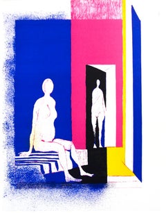 Die Leinwand von 12,75" x 9,75" von Paul Guiramand-Interieur, Lithographie, 1972, Modernismus, mehrfarbig