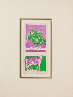 The Cat and the Parrot - Original Lithograph by Paul Guiramand - 1965