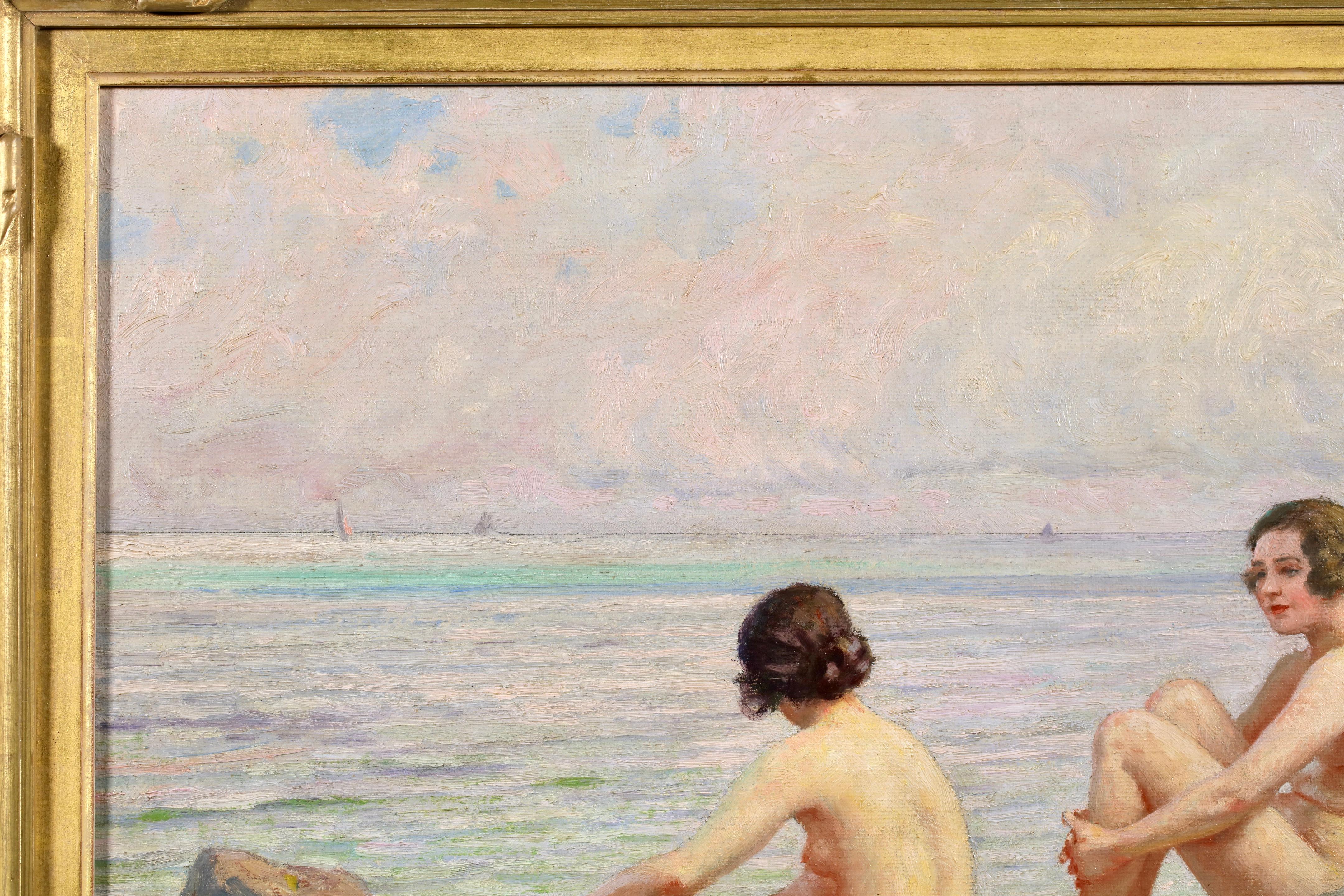 Bagnanti - Figure nude in un paesaggio Olio di Paul Gustave Fischer in vendita 5