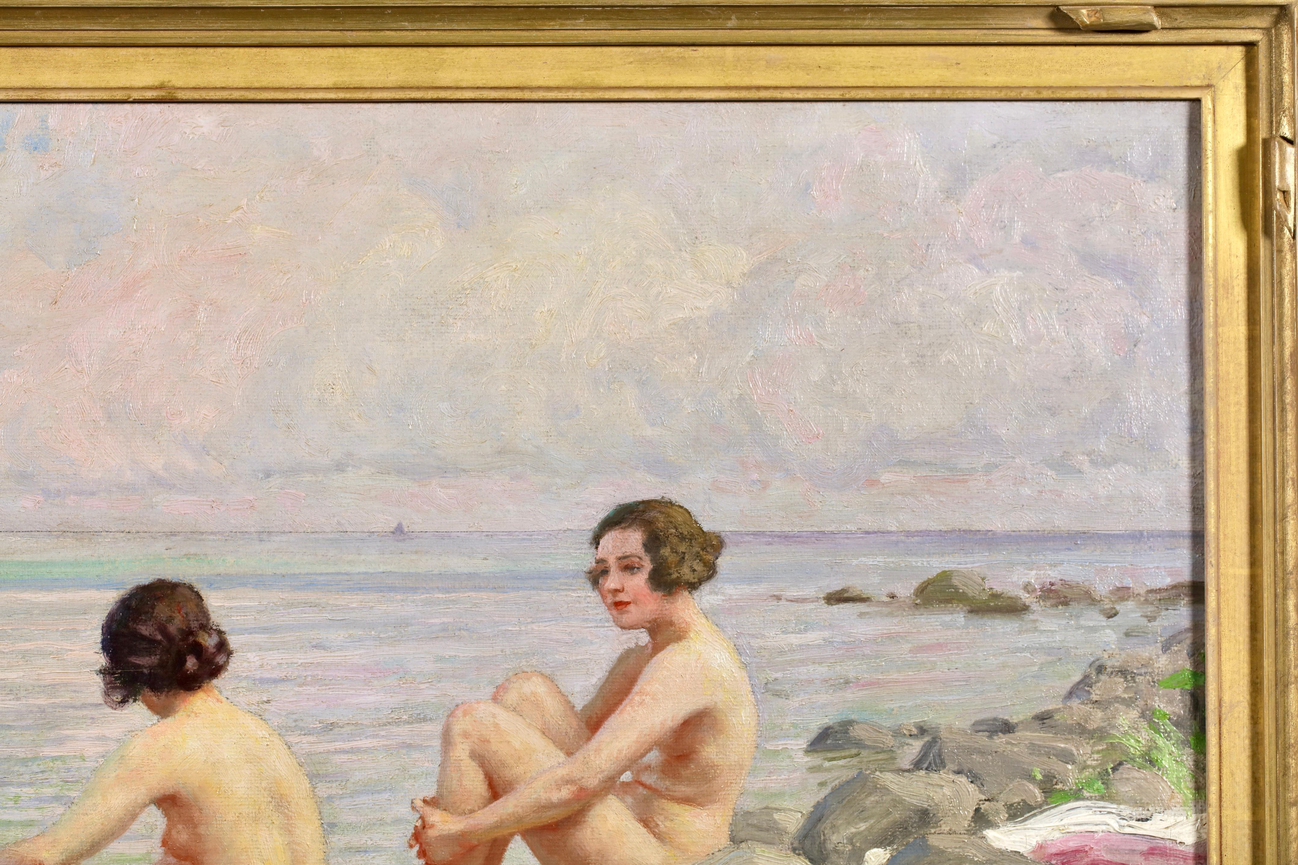 Bagnanti - Figure nude in un paesaggio Olio di Paul Gustave Fischer in vendita 6