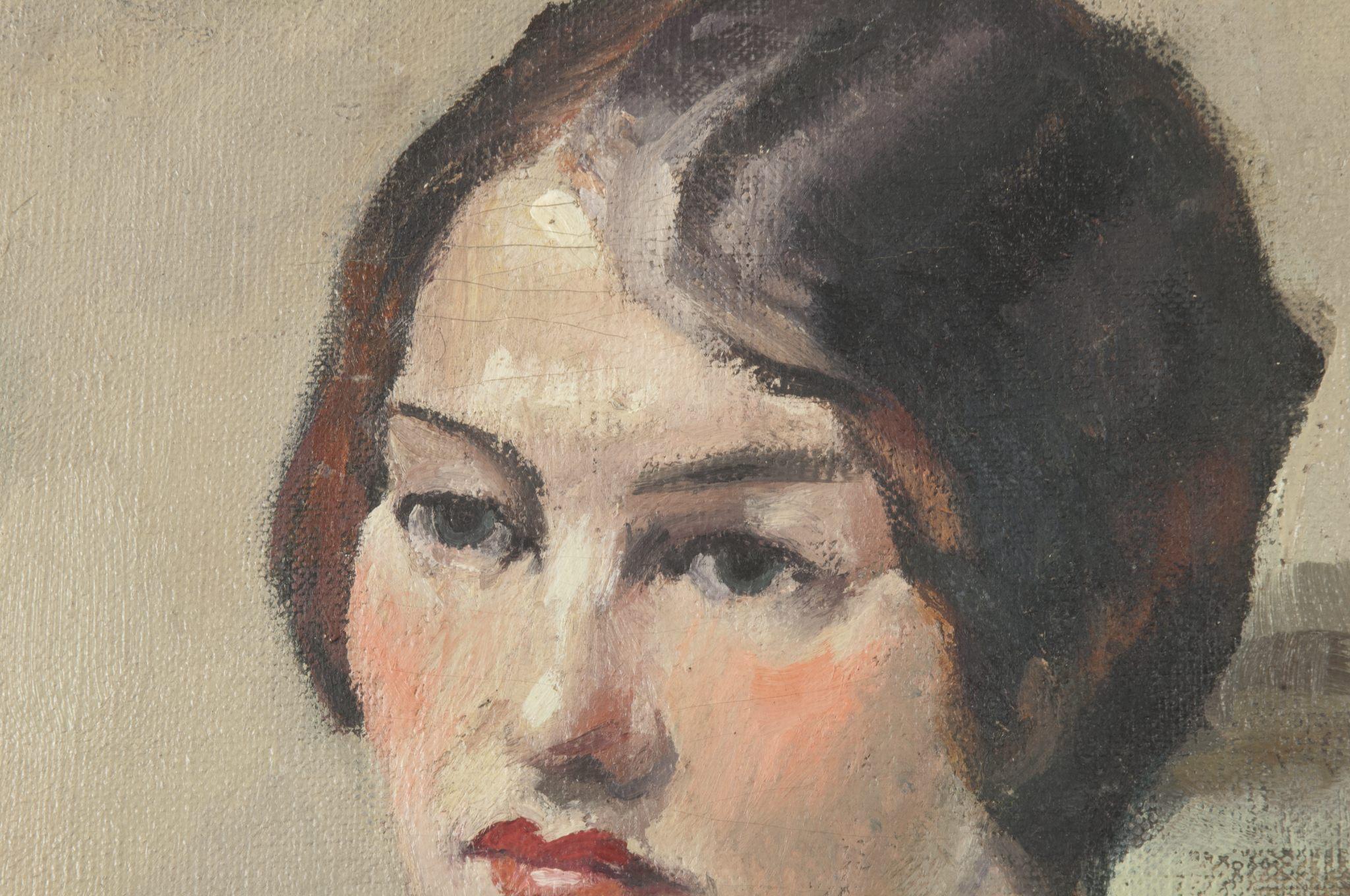 Porträt einer sitzenden Frau – Painting von Paul H. Winchell