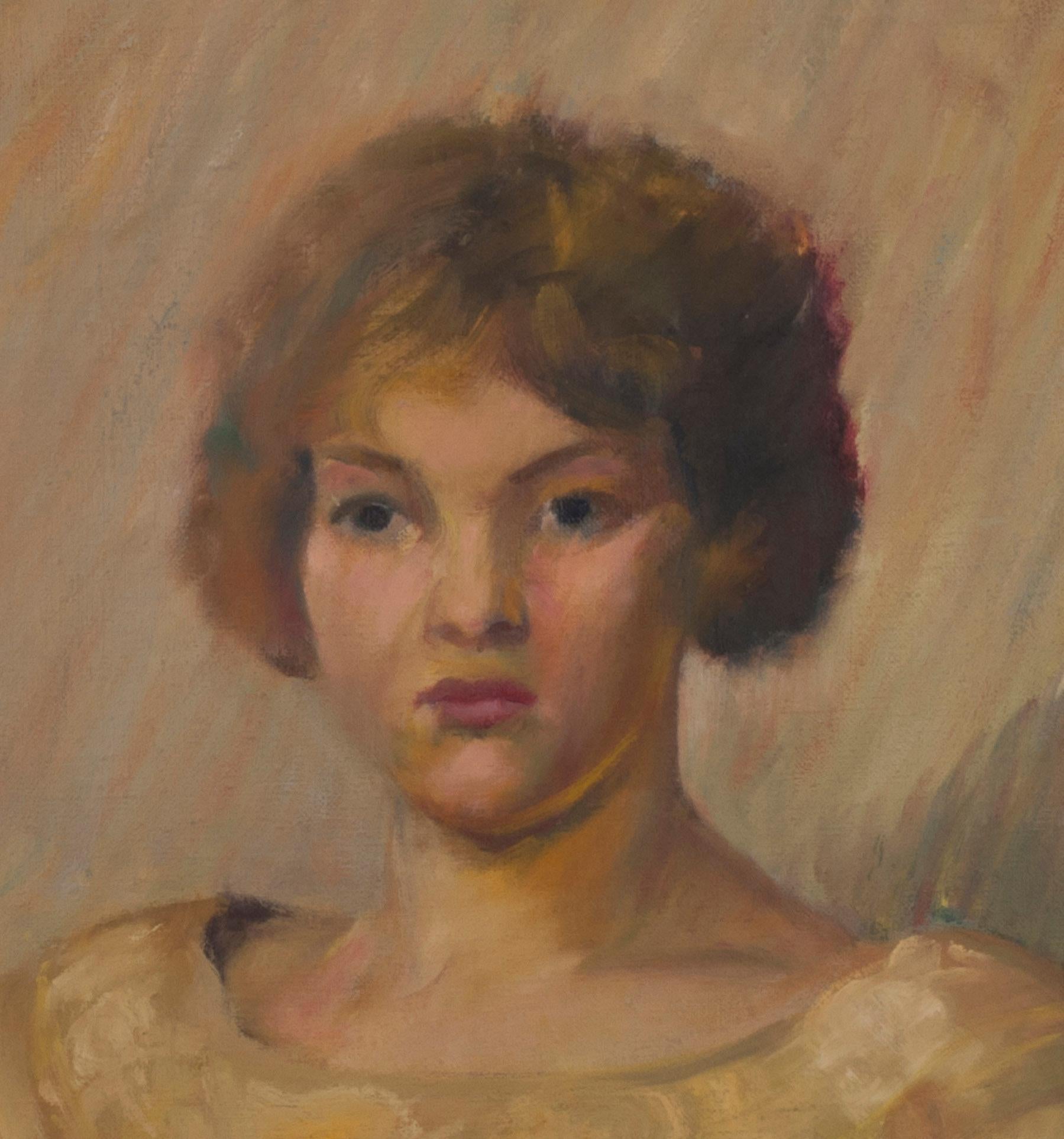 Ritratto di donna seduta - Painting di Paul H. Winchell