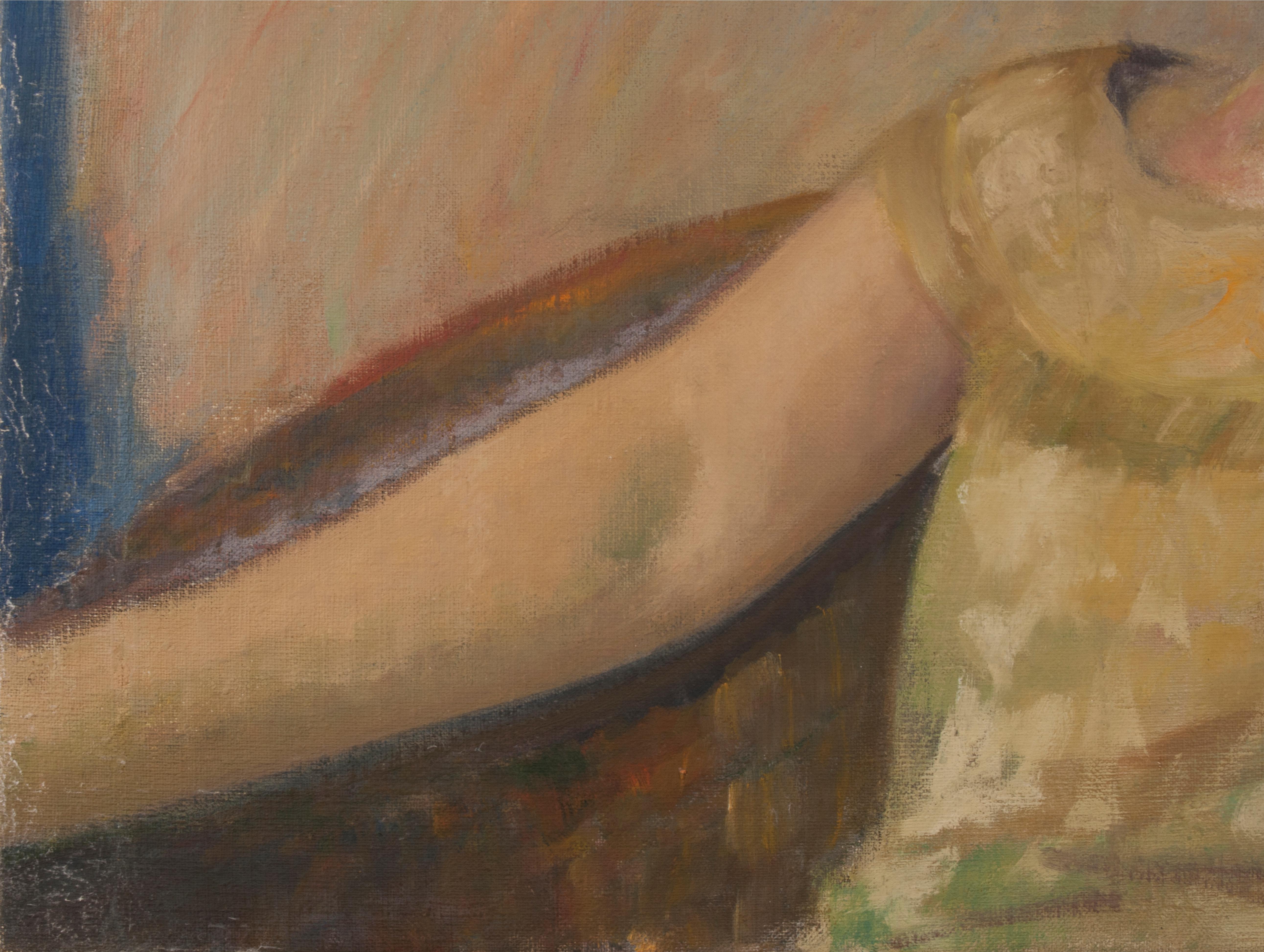 Ritratto di donna seduta - Figurative Painting Marrone di Paul H. Winchell
