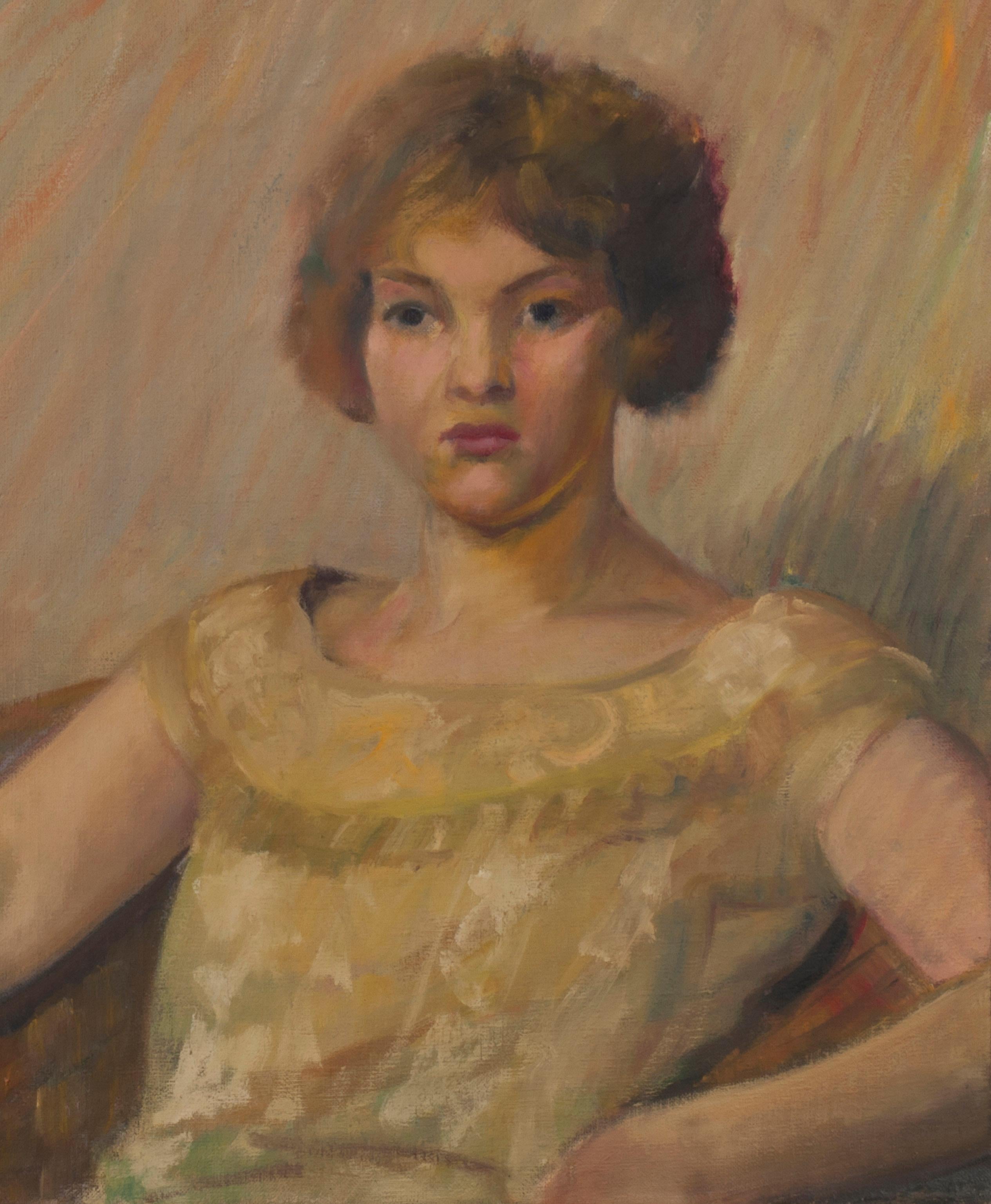 Ritratto di donna seduta
Olio su tela, 1930 ca.
Senza segno
Provenienza: proprietà dell'artista
                      da Discesa agli eredi
Firmato a olio con le iniziali dell'artista 