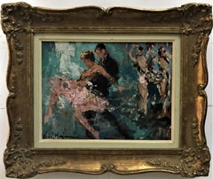La Danse, huile sur panneau, impressionniste, danse de style latin, 20e siècle