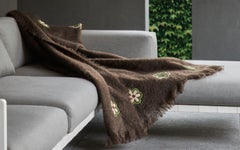 Paul - Hand Embroidered Brown Throw Blanket