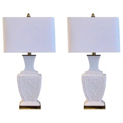 Paul Hanson Blanc de Chine Pair of Table Lamps, 1970s