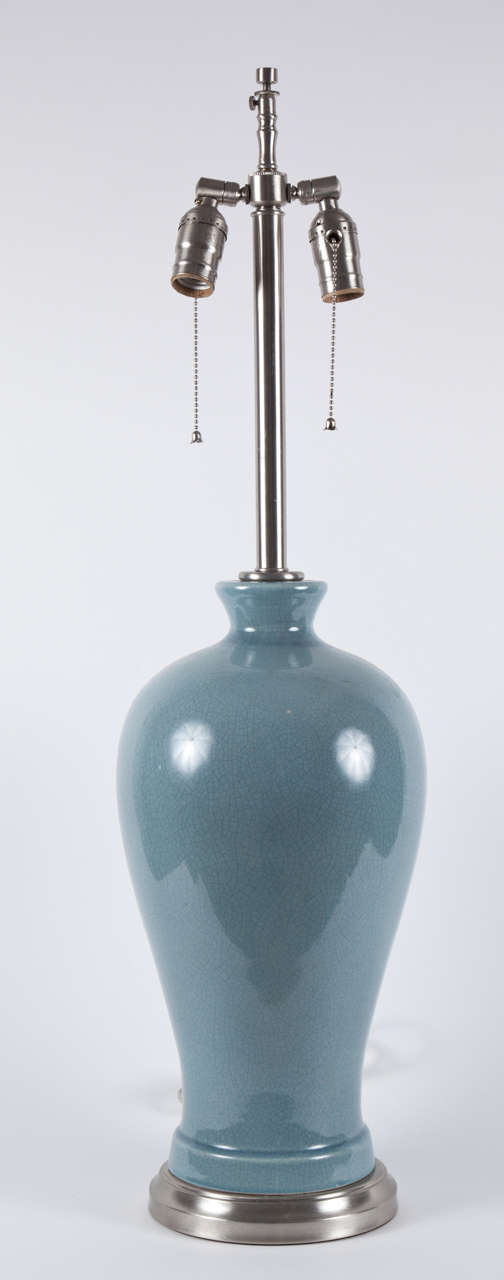 American Paul Hanson Blue, Grey Porcelain Lamps