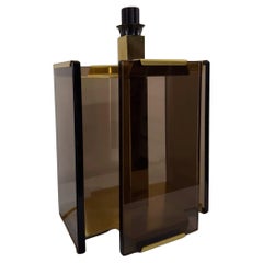 Paul Hanson Brass & Smoked Glass Table Lamp by Fratelli Melani, Italy 1970s Paul Hanson Brass & Smoked Glass Table Lamp by Fratelli Melani, Italy 1970s