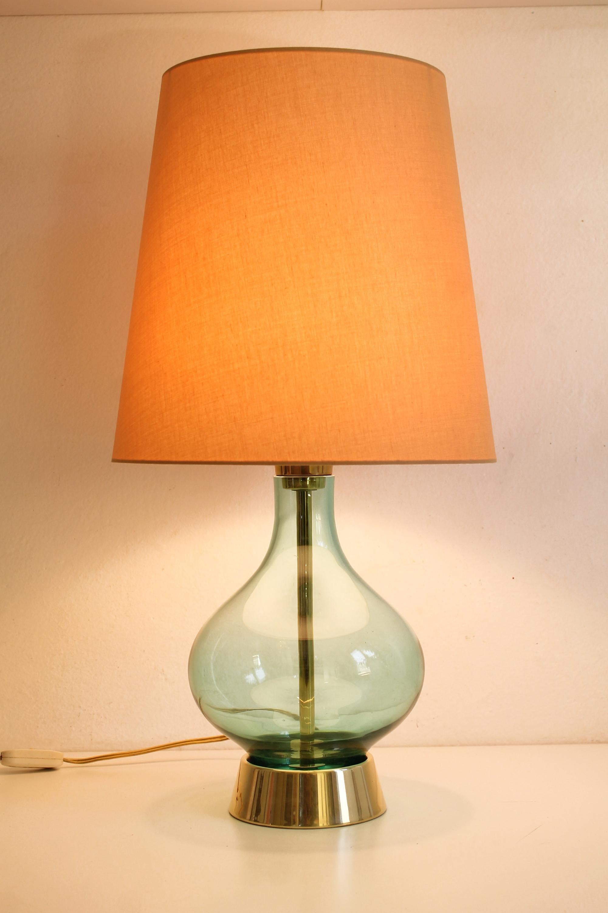 Late 20th Century Paul Hanson by Fratelli Melani, Italy, Amber Glass Table Lamp, Mint