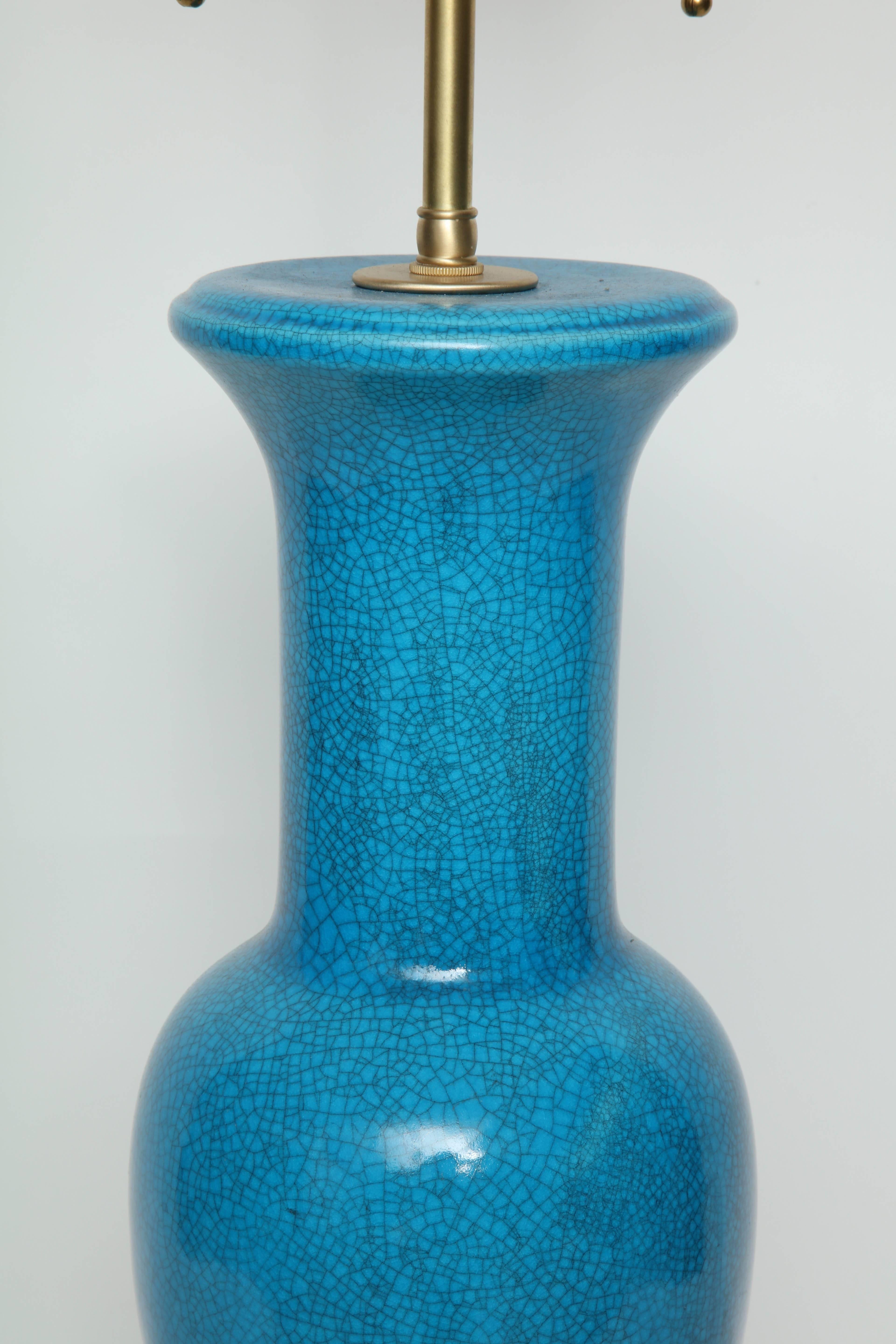 Mid-Century Modern Paul Hanson Cerulean Blue Lamps For Sale