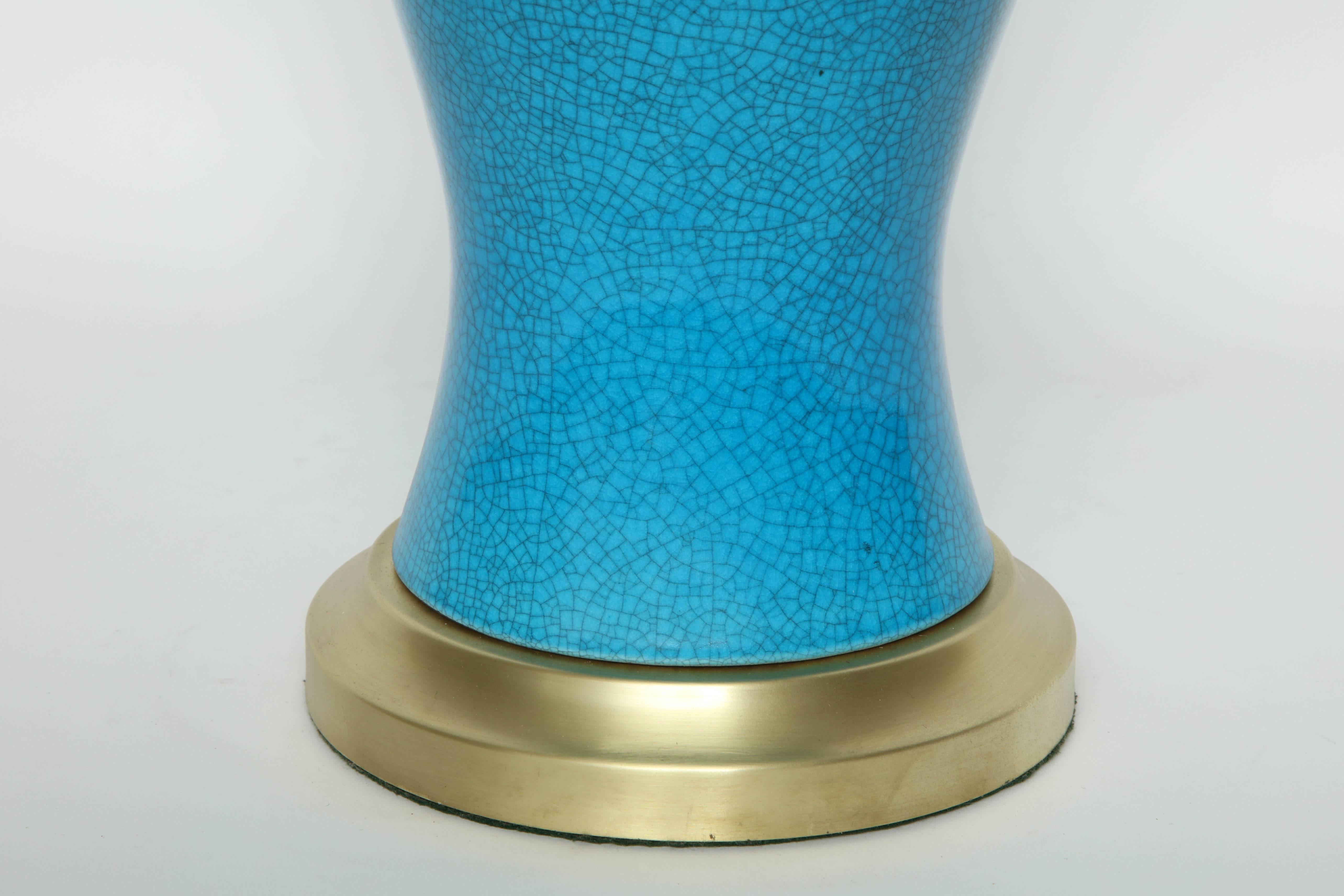 American Paul Hanson Cerulean Blue Lamps For Sale