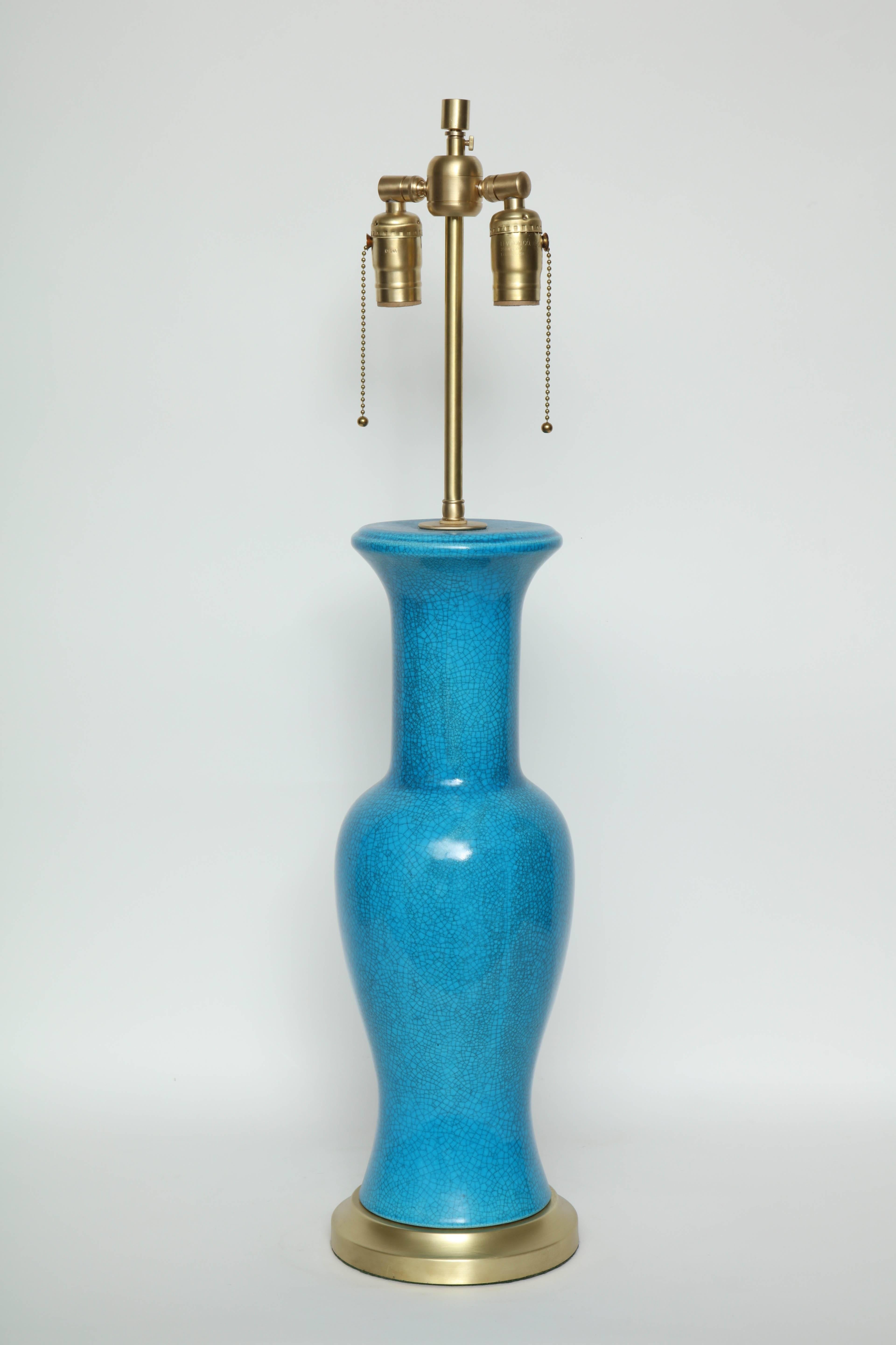 Brushed Paul Hanson Cerulean Blue Lamps For Sale