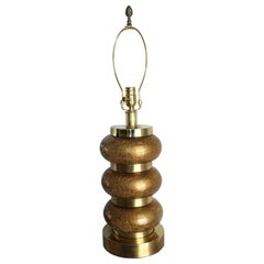 Paul Hanson Crackle Glass and Brass Table Lamp