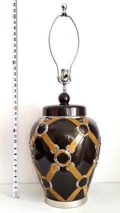 Paul Hanson Equestrian Gucci Style Ceramic Table lamp, 1970s