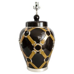 Paul Hanson Equestrian Gucci Style Ceramic Table lamp, 1970s