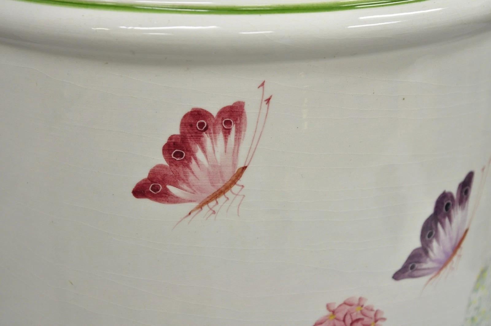 Lampe de table Paul Hanson en porcelaine, papillon et fleur de jardinière en vente 4