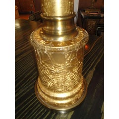 Pareja de lámparas de sobremesa de cristal dorado craquelado Paul Hanson