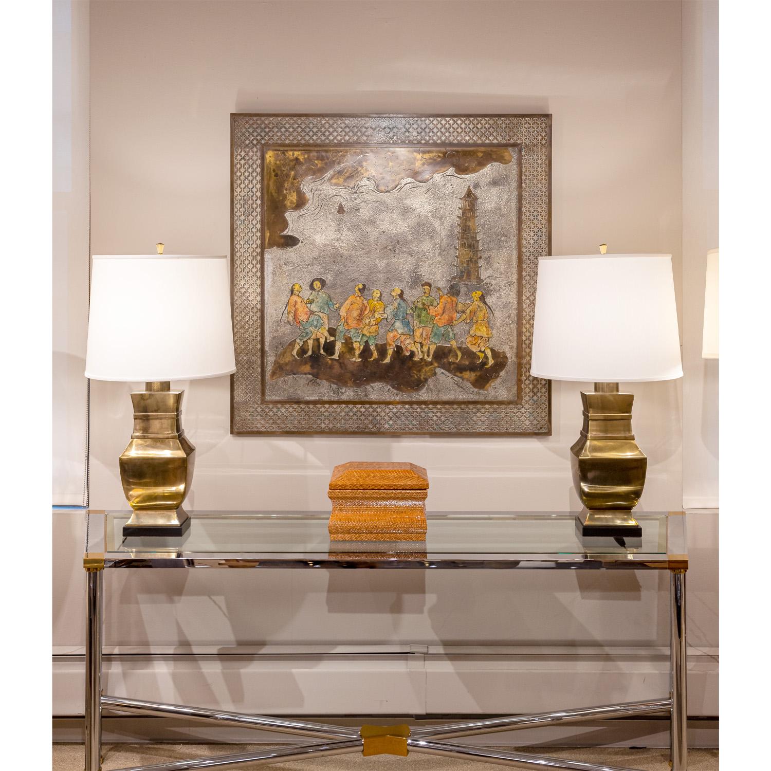 Mid-20th Century Paul Hanson Neoclassical Table Lamps in Bronze, 1950s