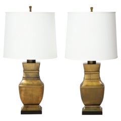 Retro Paul Hanson Neoclassical Table Lamps in Bronze, 1950s