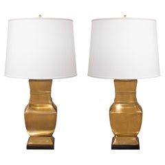 Paul Hanson Neoclassical Table Lamps in Bronze 1950s