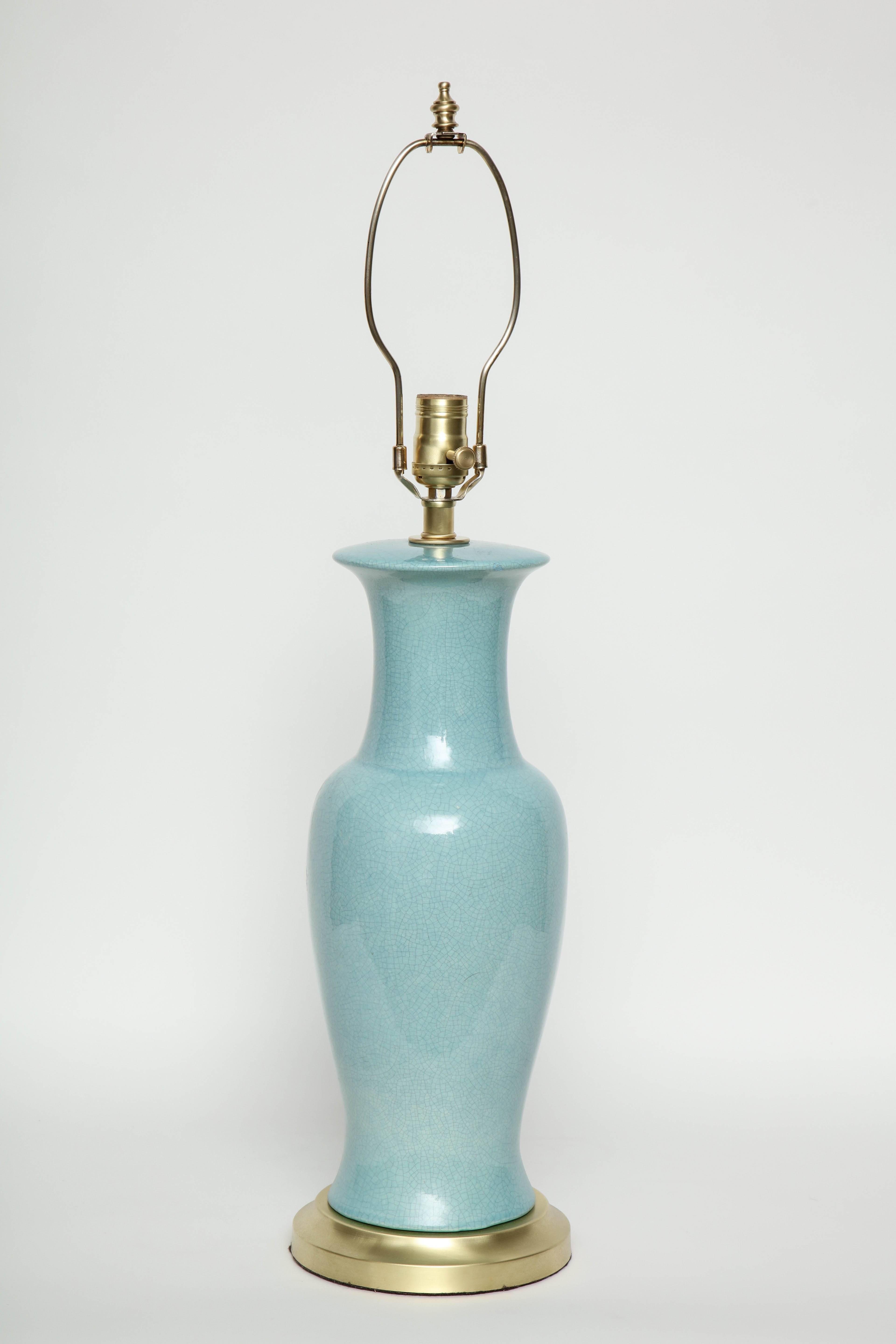 American Classical Paul Hanson Robins Egg Blue Porcelain Lamps