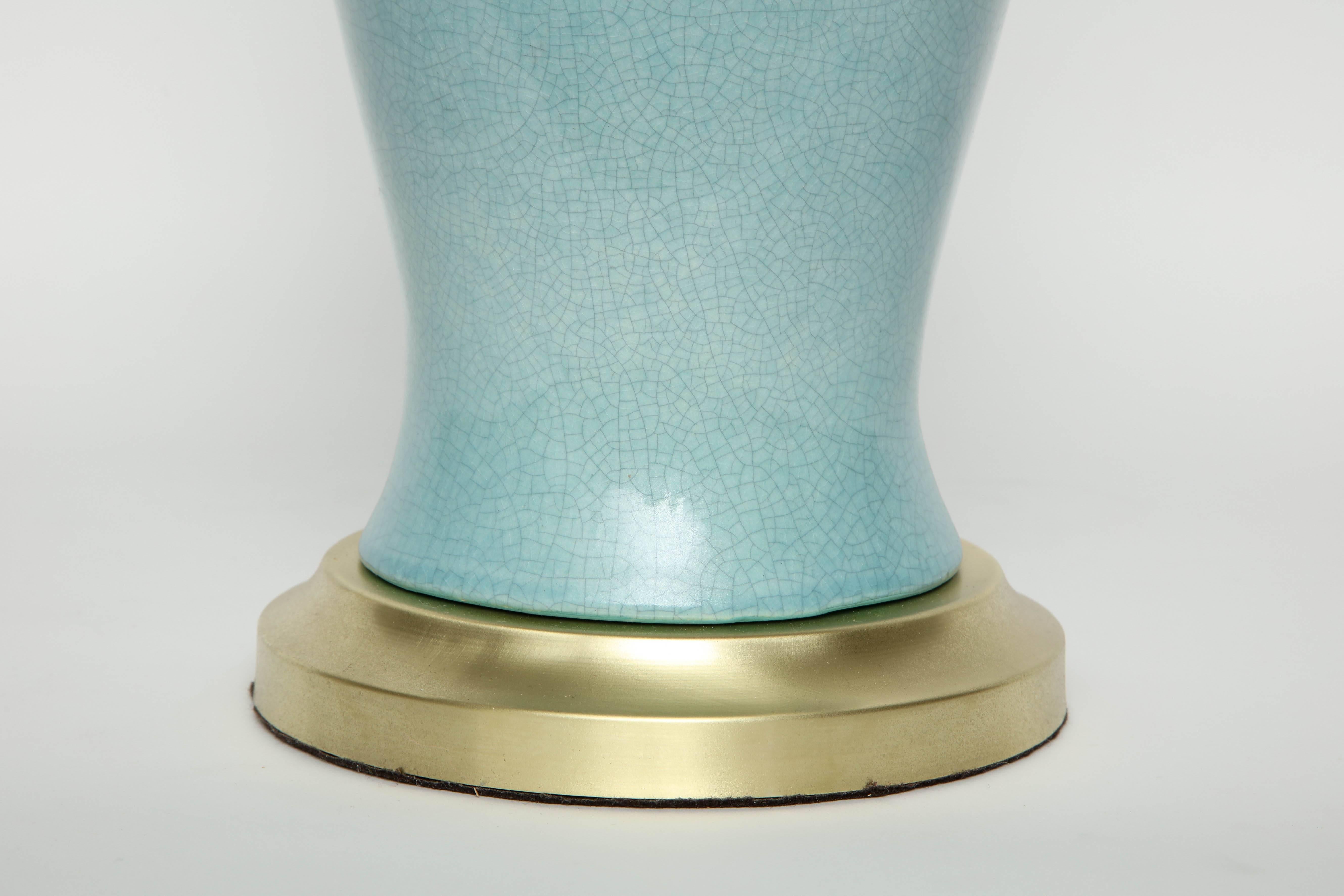 Brushed Paul Hanson Robins Egg Blue Porcelain Lamps