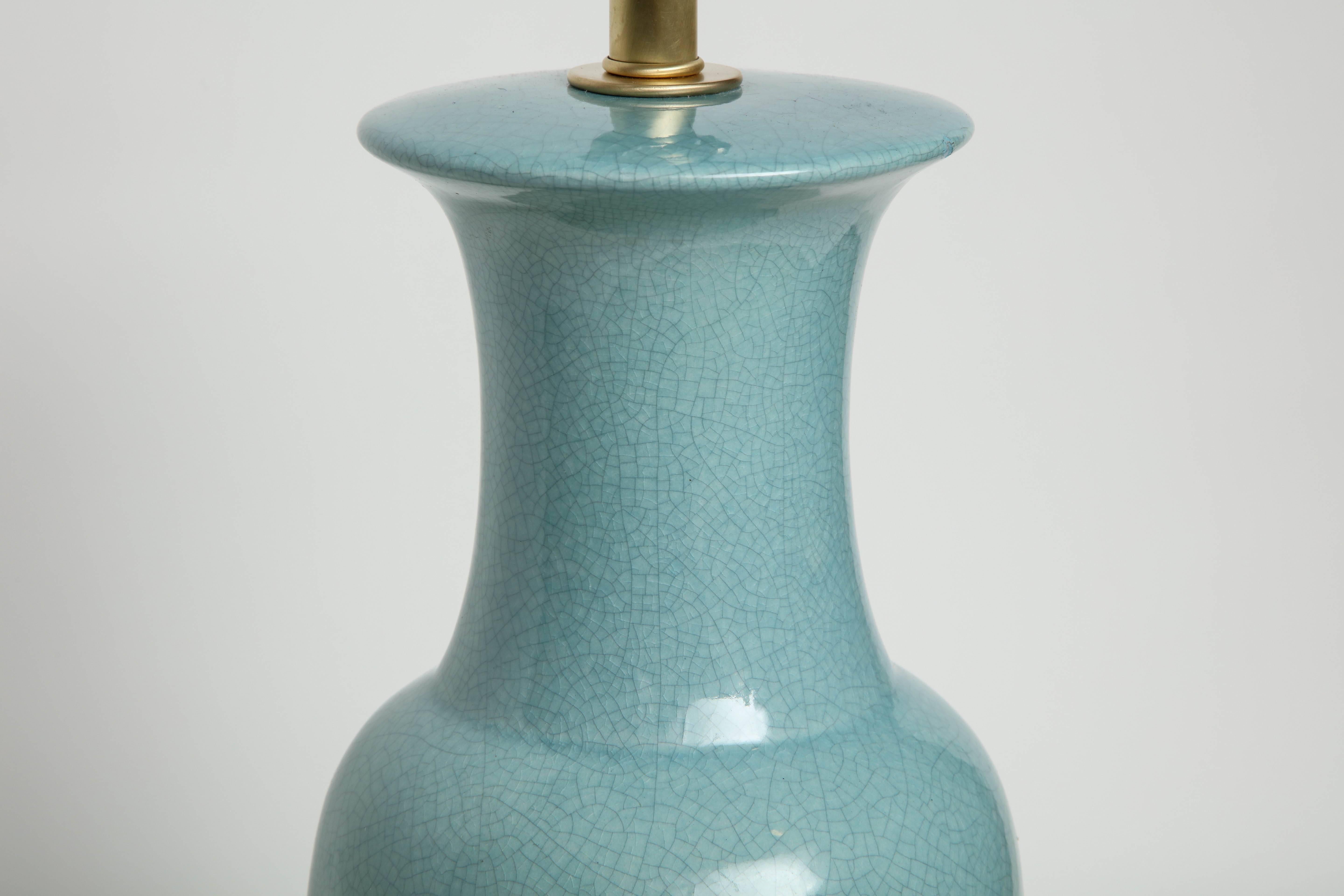 Paul Hanson Robins Egg Blue Porcelain Lamps In Excellent Condition In New York, NY