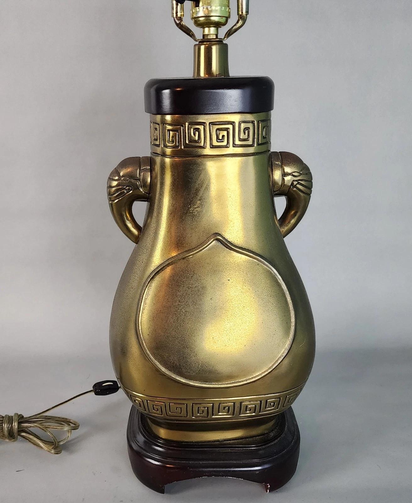 Late 20th Century Paul Hanson Table Lamp Brass Elephants For Sale