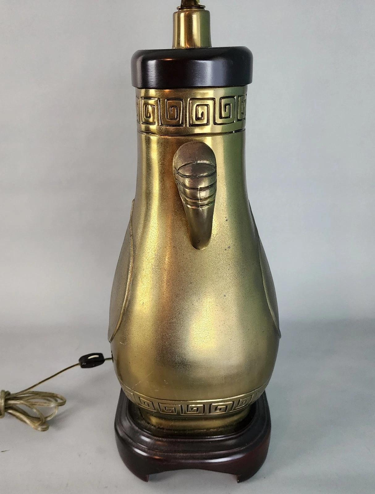 Paul Hanson Table Lamp Brass Elephants For Sale 1