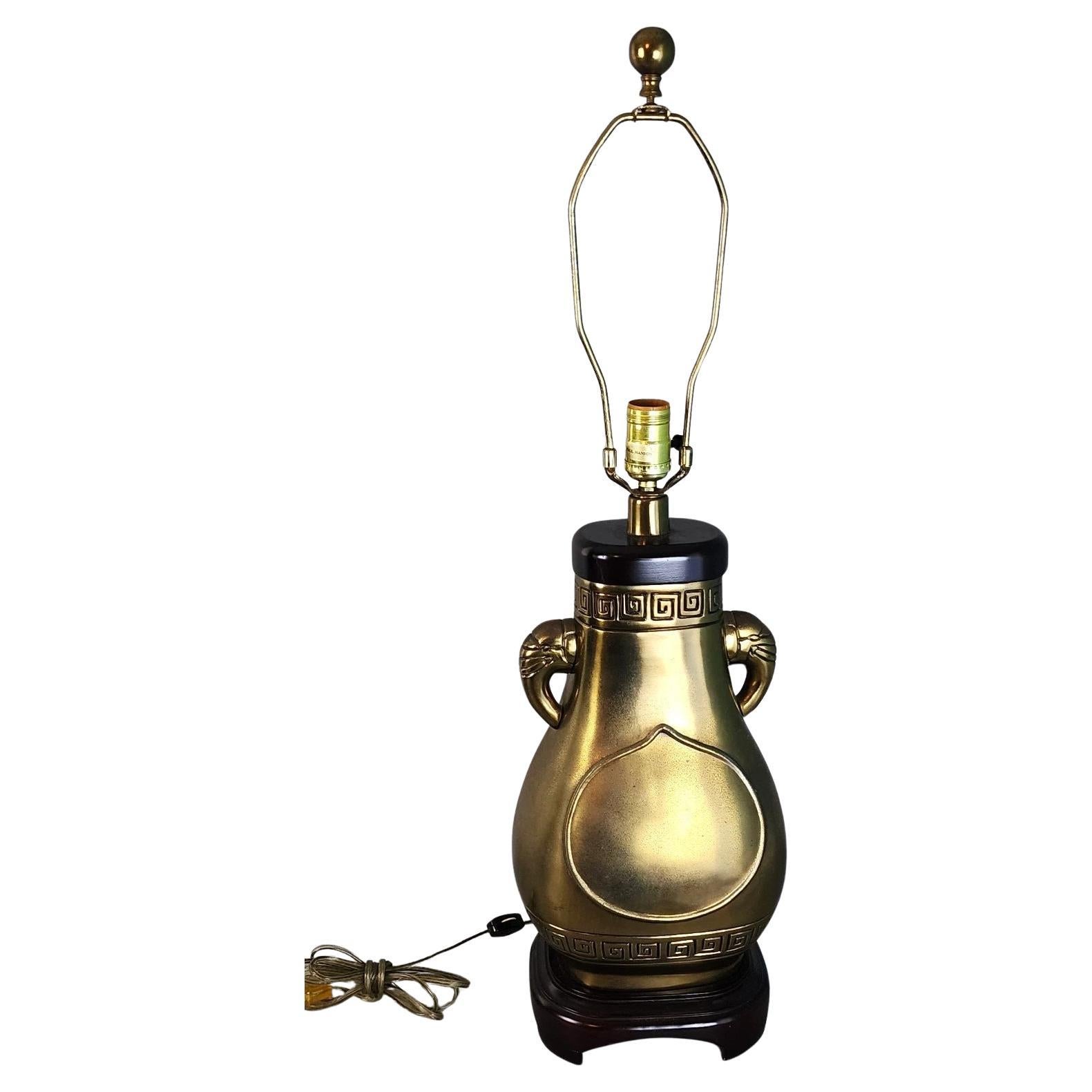Paul Hanson Table Lamp Brass Elephants For Sale
