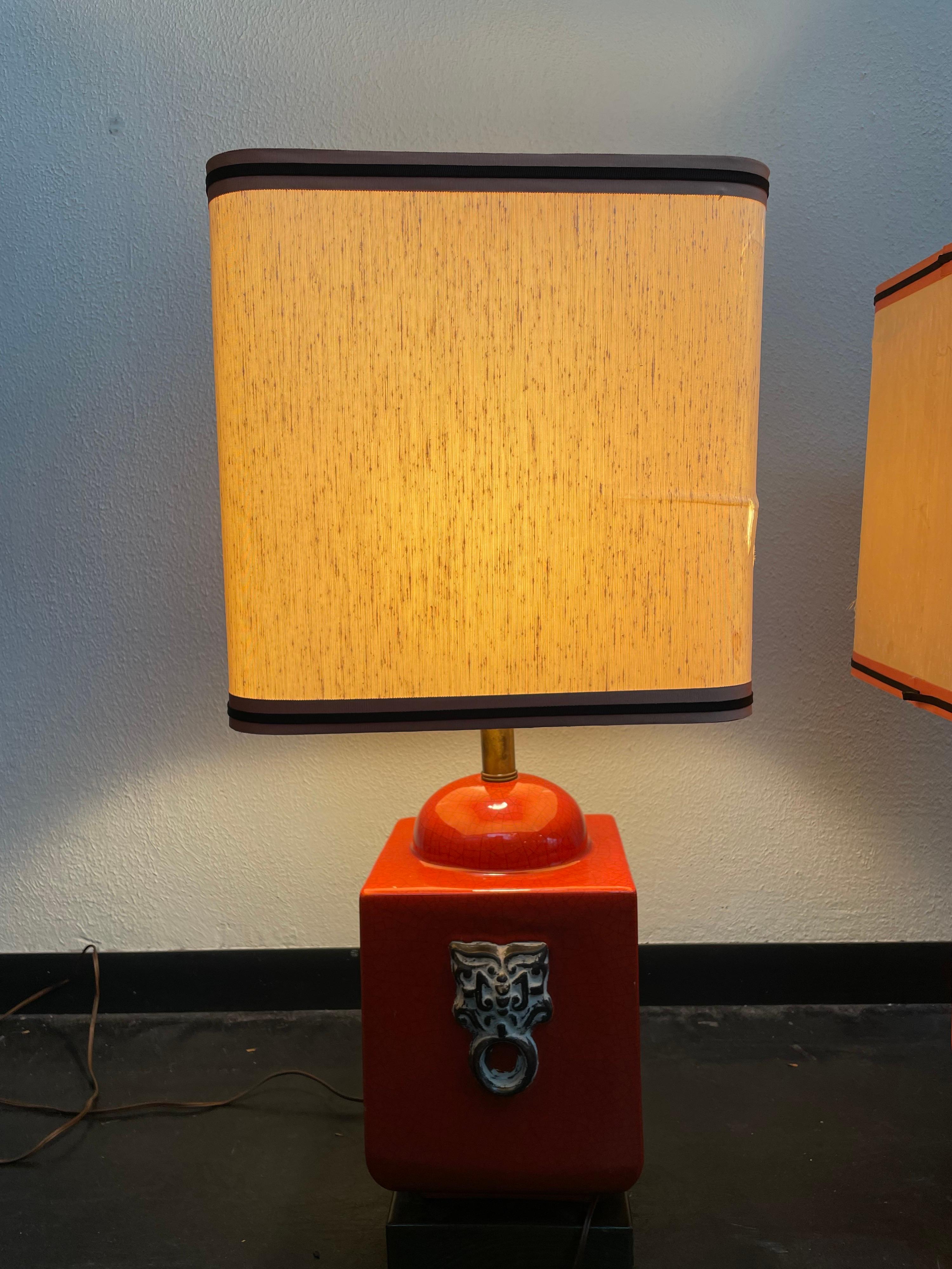 Paul Hanson Table Lamps, a Pair In Good Condition For Sale In Philadelphia, PA