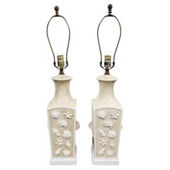 Paul Hanson Table Lamps Sea Shell Beach House Pair