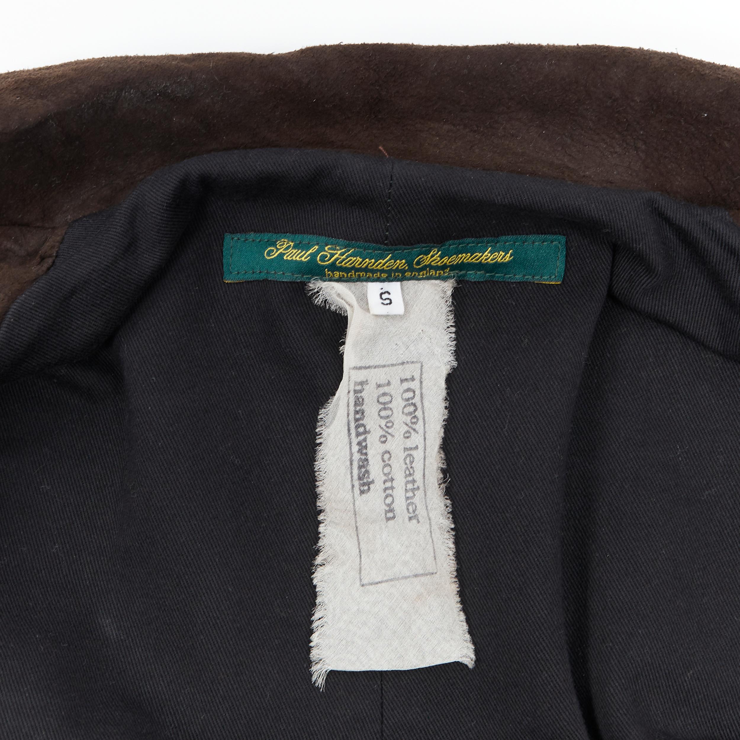 Paul HARNDEN giacca casual in pelle spazzolata marrone con fodera a vista S 5