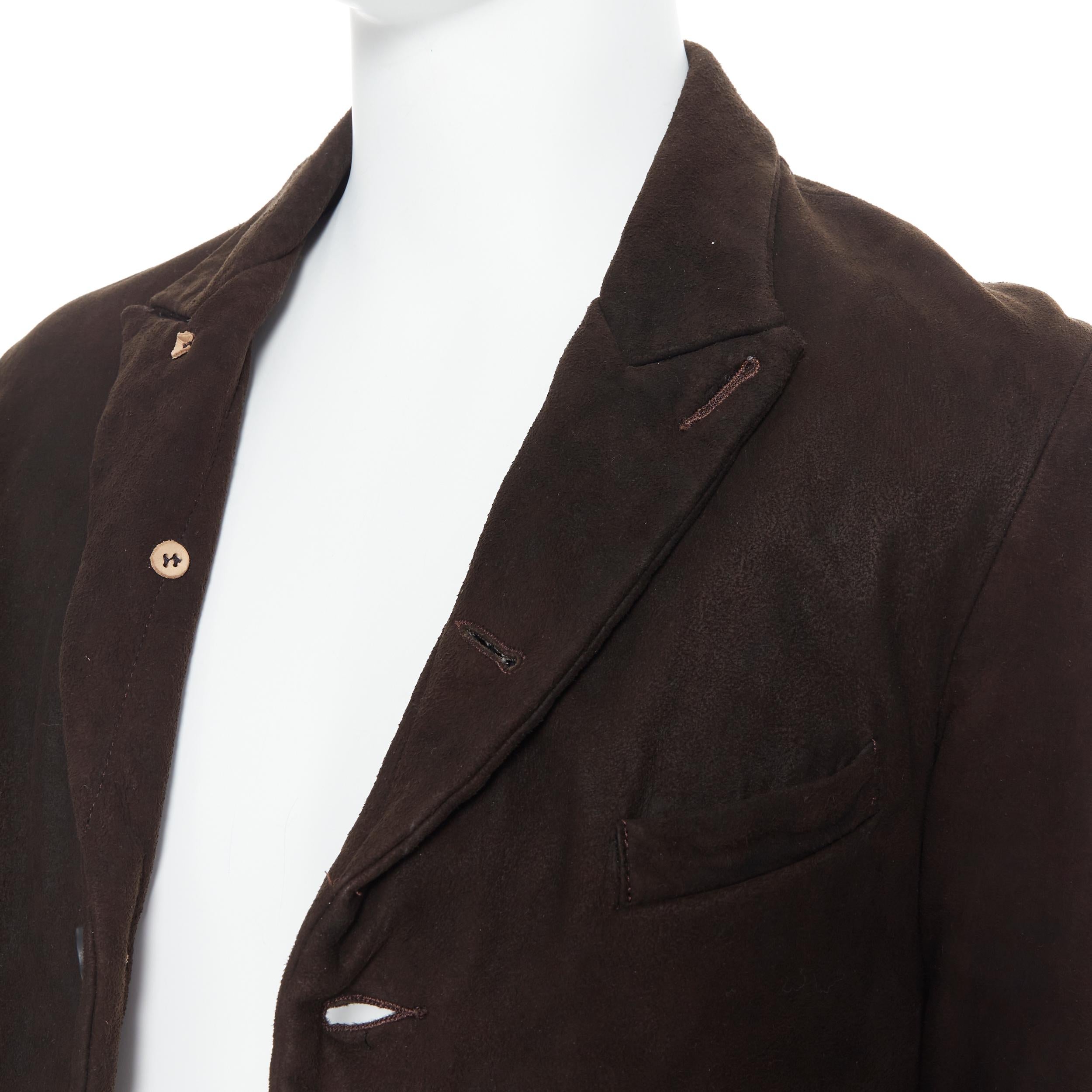 Nero Paul HARNDEN giacca casual in pelle spazzolata marrone con fodera a vista S