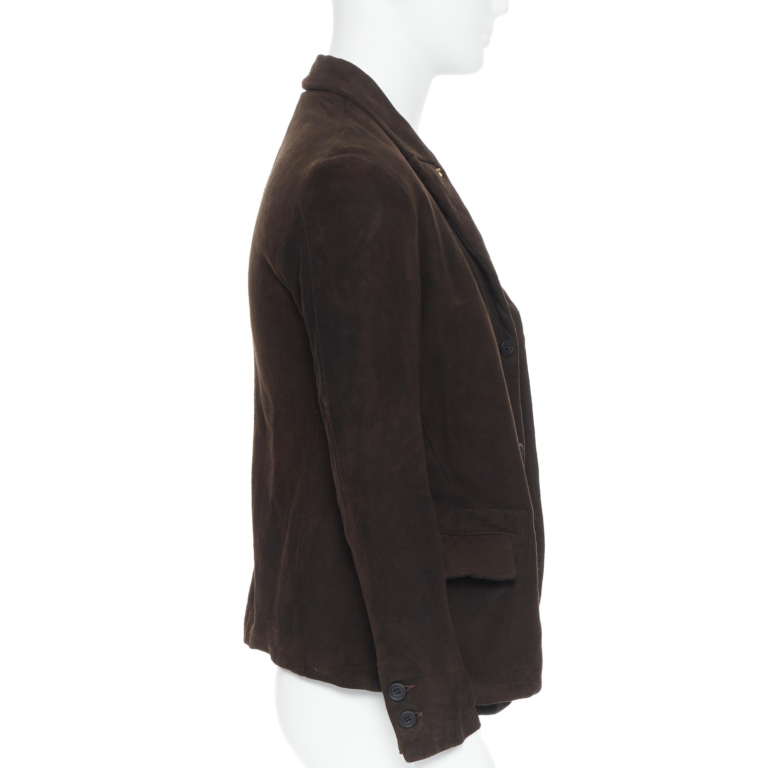 Uomo Paul HARNDEN giacca casual in pelle spazzolata marrone con fodera a vista S