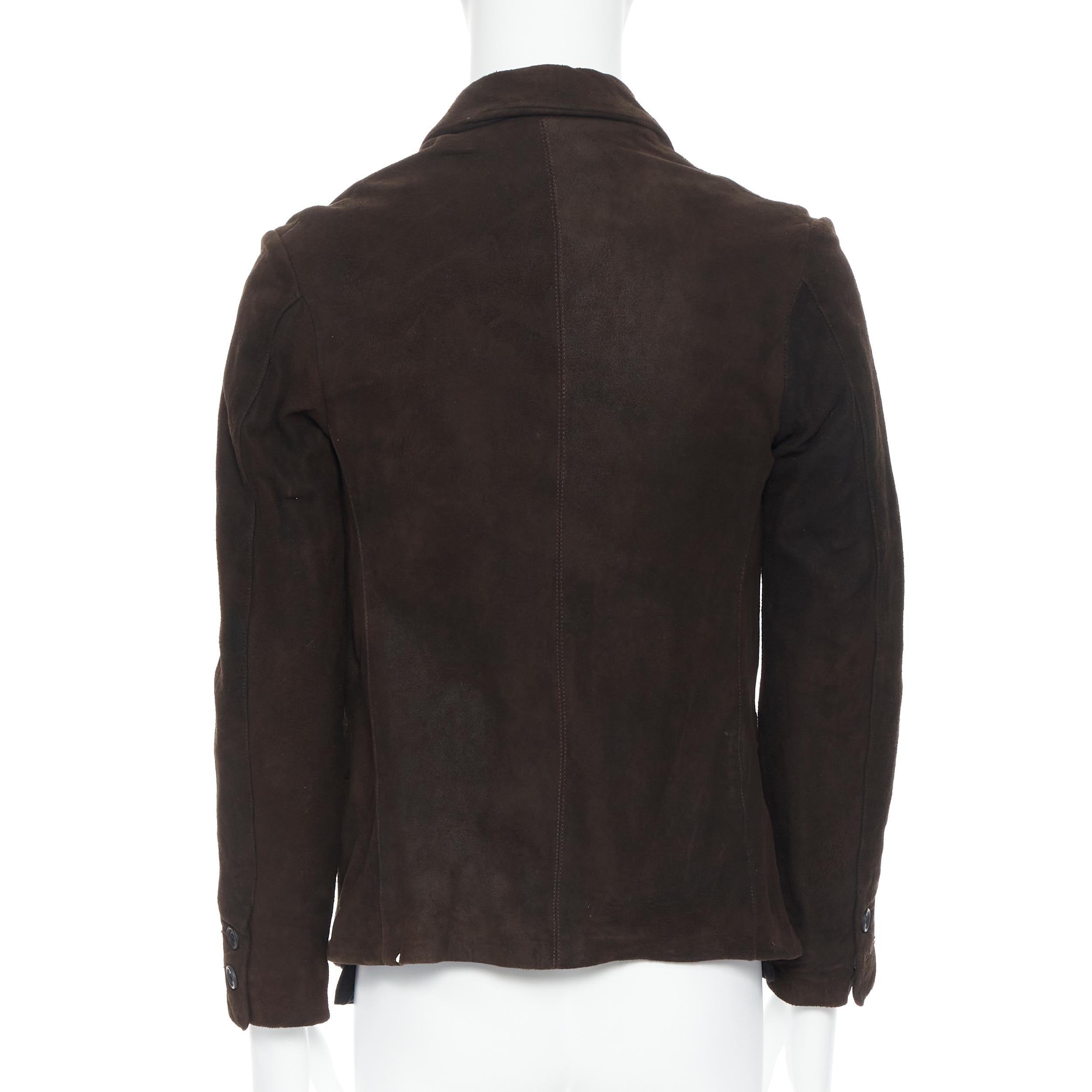 Paul HARNDEN giacca casual in pelle spazzolata marrone con fodera a vista S 1