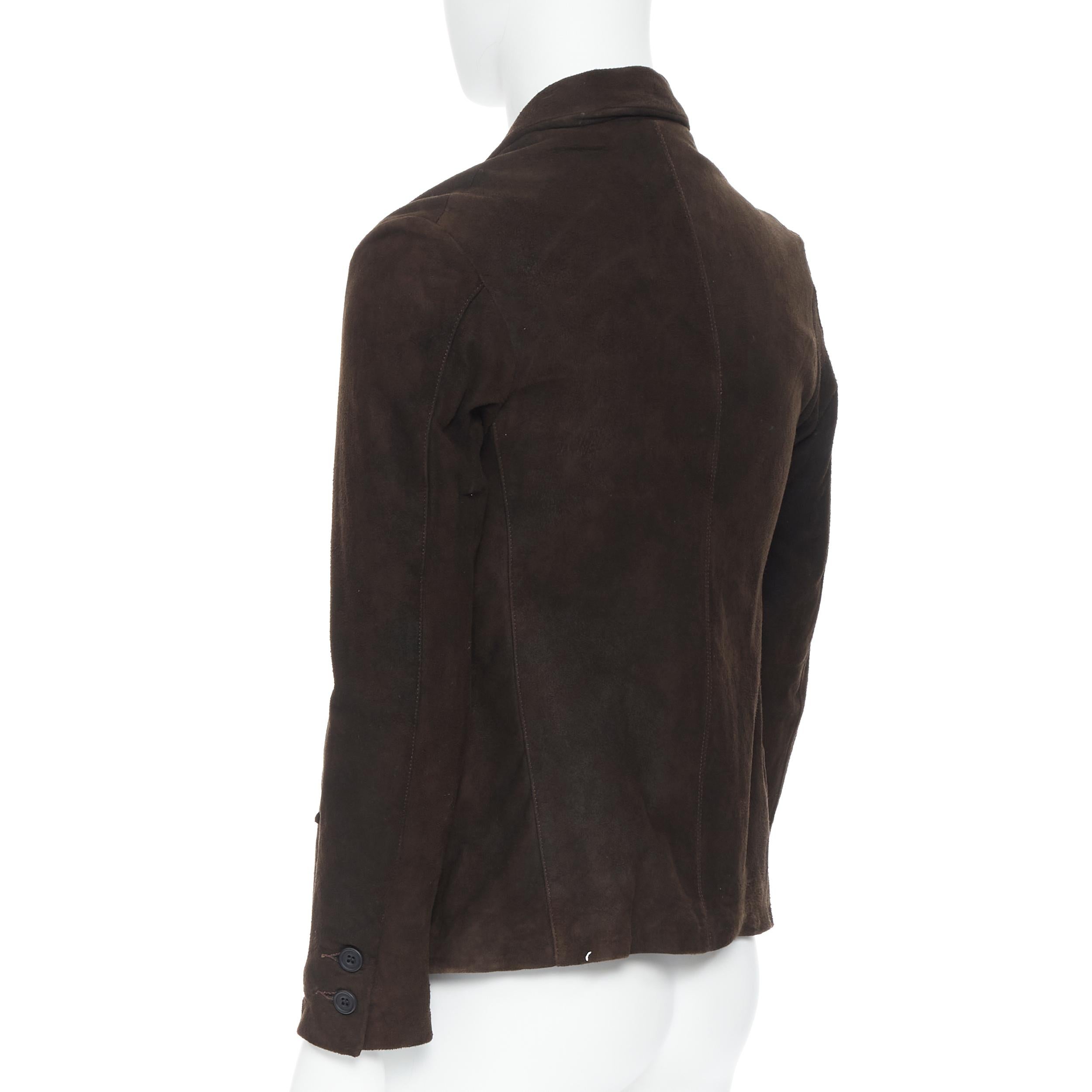 Paul HARNDEN giacca casual in pelle spazzolata marrone con fodera a vista S 2