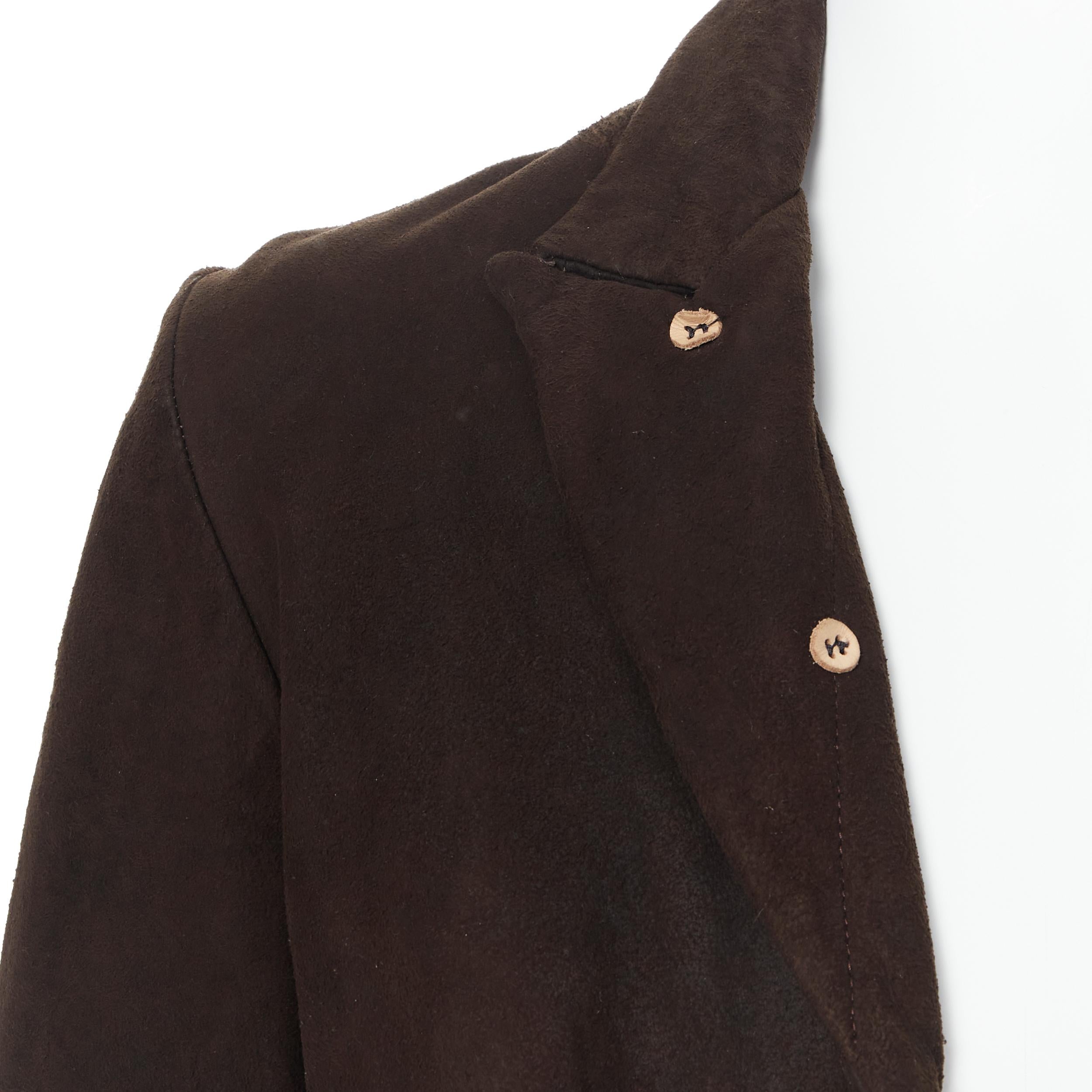 Paul HARNDEN giacca casual in pelle spazzolata marrone con fodera a vista S 3
