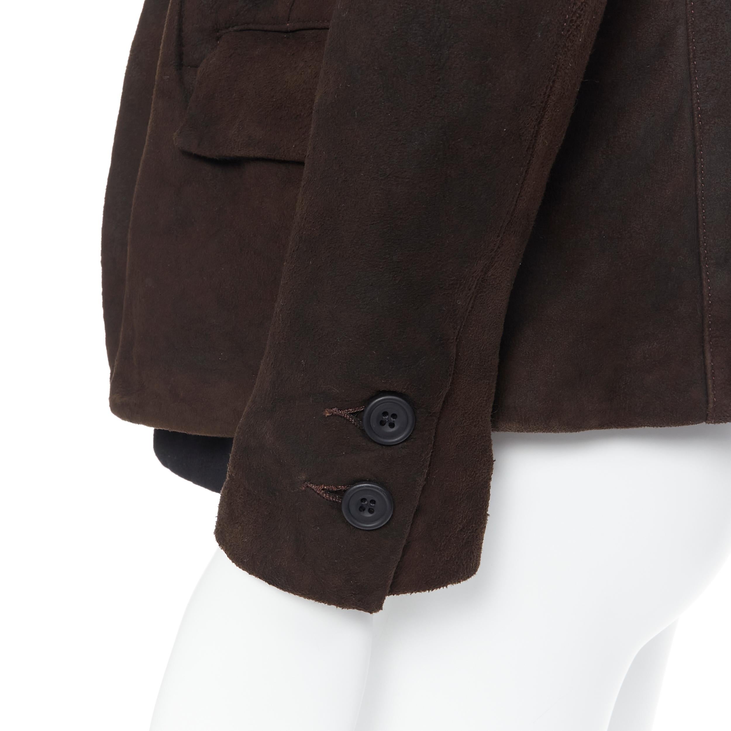 Paul HARNDEN giacca casual in pelle spazzolata marrone con fodera a vista S 4
