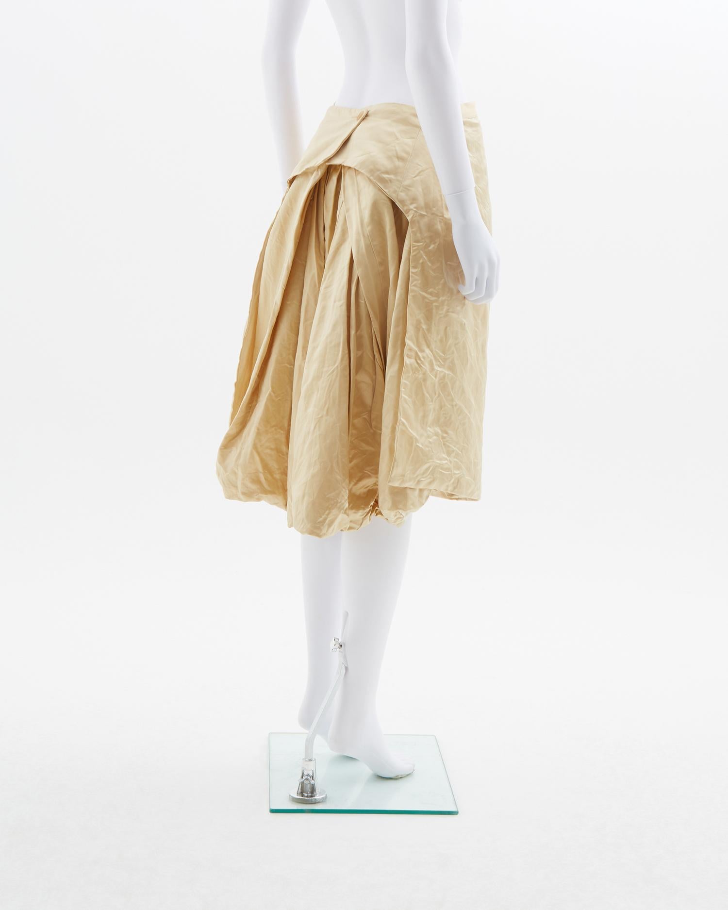 Beige Paul Harnden Shoemakers Ivory apron bustle silk skirt 
